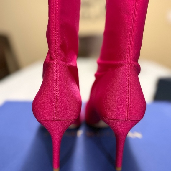 Stuart Weitzman Pink Ankle Booties with High Heel - Picture 5 of 7